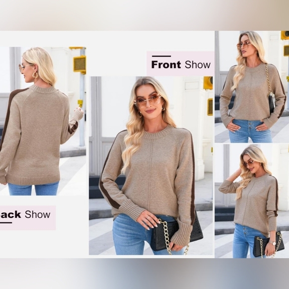 Cozy Beige Crew Neck Sweater - Picture 2 of 3